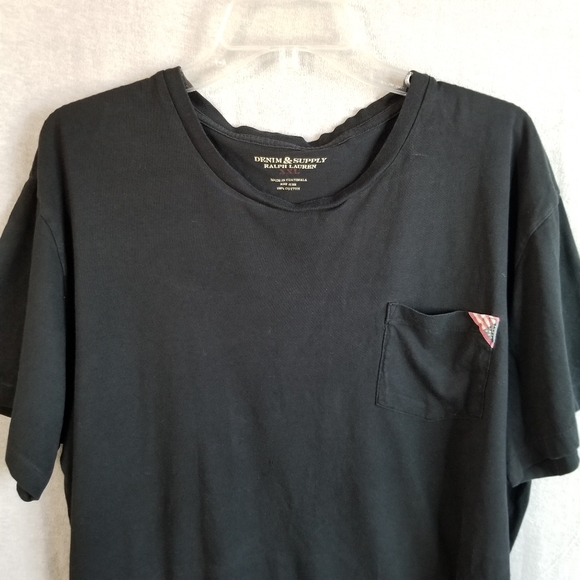 Denim & Supply T-Shirt Ralph Lauren XXL 2XL Pocket Casual Designer Flag Black - Picture 3 of 11